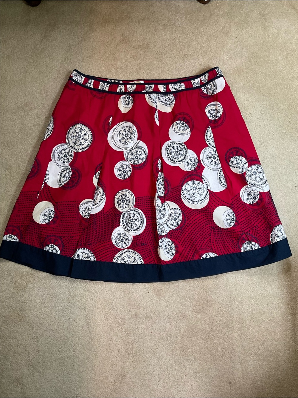 Talbots cotton embroidered A-Line Skirt Hem Medallion Print 19.5” by 24”